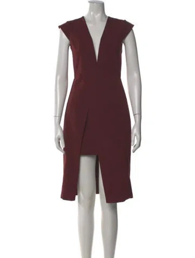 Pre-owned Mason Plunge Neckline Knee-length Dress In Burgundy