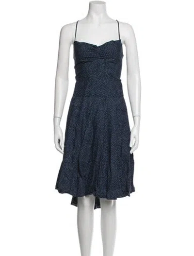 Pre-owned Mason Polka Dot Print Midi Length Dress In Blue