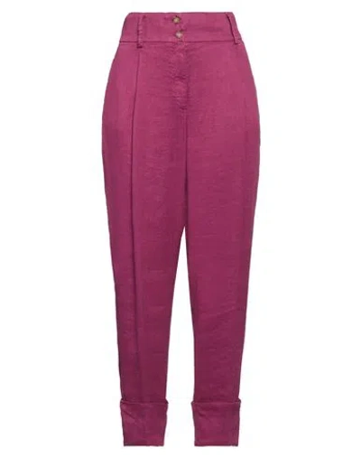 Mason's Woman Pants Garnet Size 10 Linen, Viscose, Elastane In Red