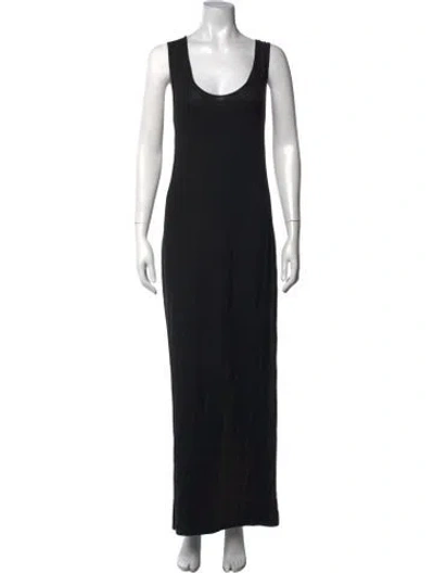 Pre-owned Mason Scoop Neck Long Dress In Black