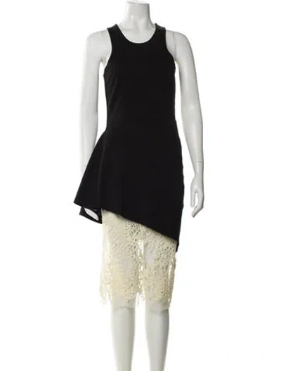 Pre-owned Mason Scoop Neck Midi Length Dress In Black