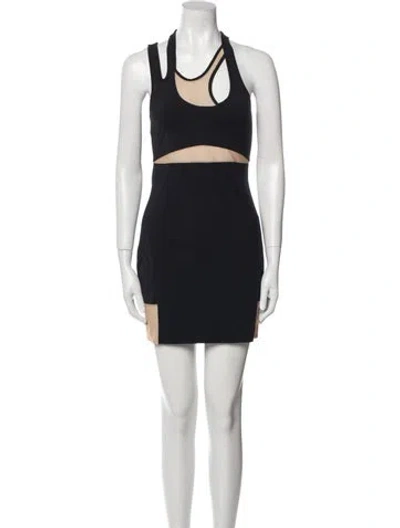 Pre-owned Mason Scoop Neck Mini Dress In Blue