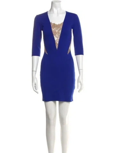 Pre-owned Mason Scoop Neck Mini Dress In Blue