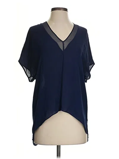 Pre-owned Mason Short Sleeve Silk Top Blue Plunge Neckline Tops