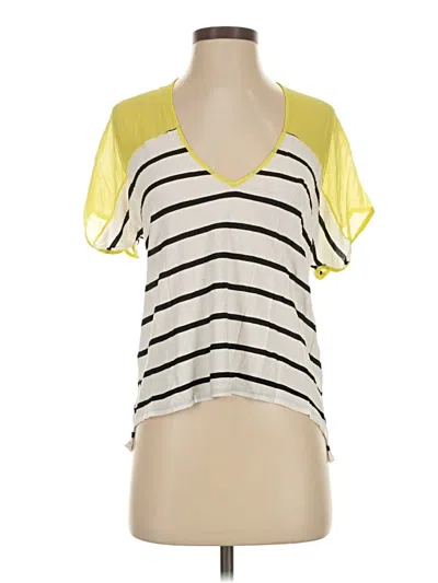 Pre-owned Mason Short Sleeve Top Yellow Scoop Neck Tops