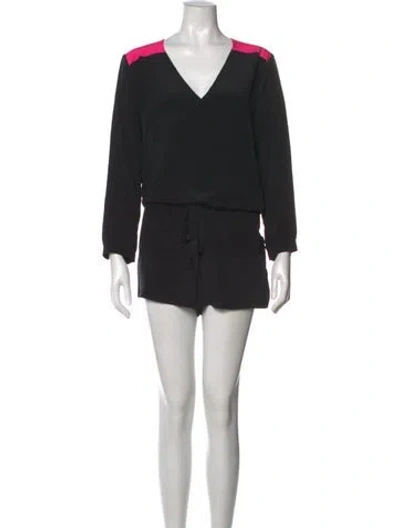 Pre-owned Mason Silk Colorblock Pattern Romper In Black
