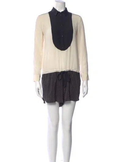 Pre-owned Mason Silk Colorblock Pattern Romper In Neutral