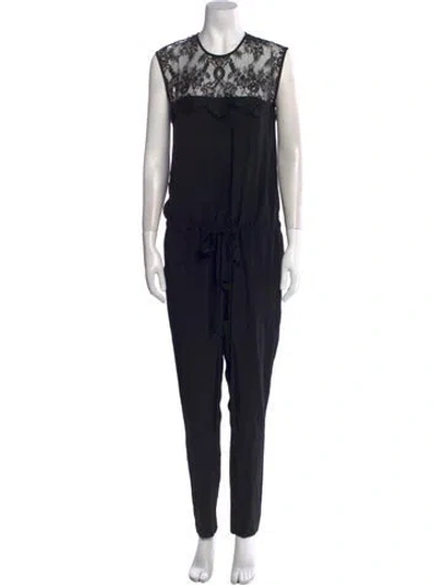 Pre-owned Mason Silk Crew Neck Jumpsuit In Black