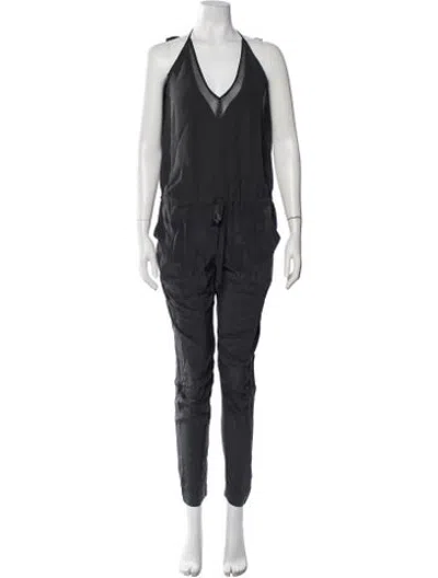 Pre-owned Mason Silk Halterneck Jumpsuit In Grey
