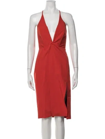 Pre-owned Mason Silk Knee-length Dress In Orange