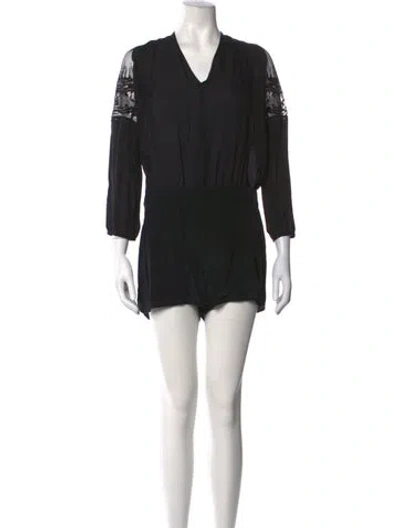 Pre-owned Mason Silk Lace Pattern Romper W/ Tags In Black