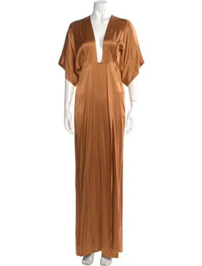 Pre-owned Mason Silk Long Dress In Brown