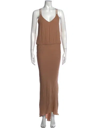 Pre-owned Mason Silk Long Dress In Brown