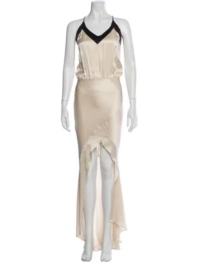 Pre-owned Mason Silk Long Dress In Neutral