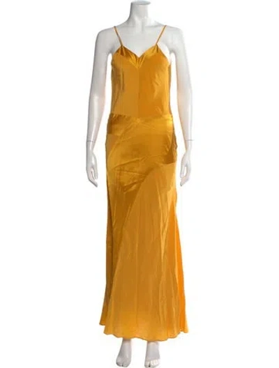 Pre-owned Mason Silk Long Dress In Yellow