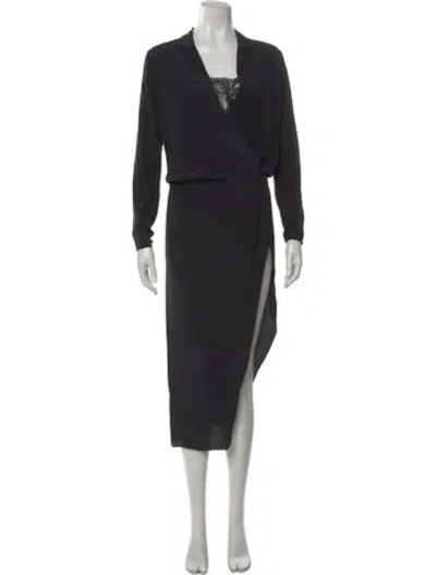 Pre-owned Mason Silk Midi Length Dress In Black