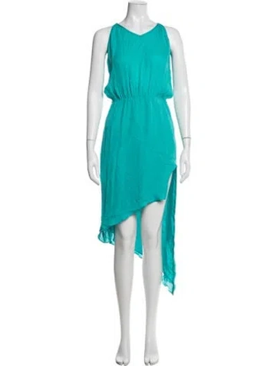 Pre-owned Mason Silk Midi Length Dress In Blue