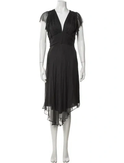 Pre-owned Mason Silk Midi Length Dress In Gray