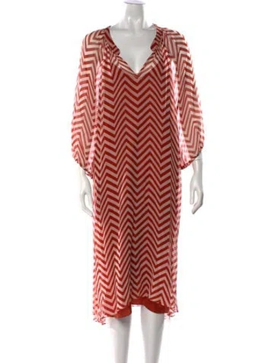 Pre-owned Mason Silk Midi Length Dress In Red