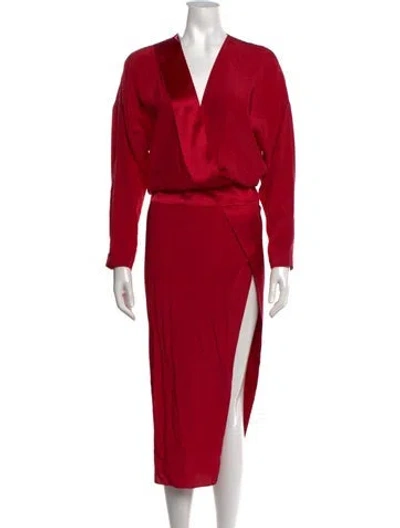 Pre-owned Mason Silk Midi Length Dress In Red