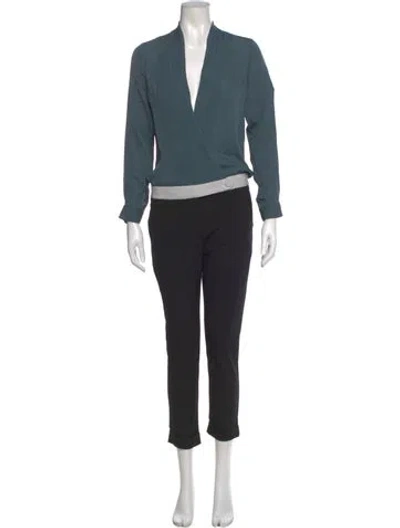 Pre-owned Mason Silk V-neck Jumpsuit In Black