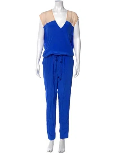 Pre-owned Mason Silk V-neck Jumpsuit In Blue