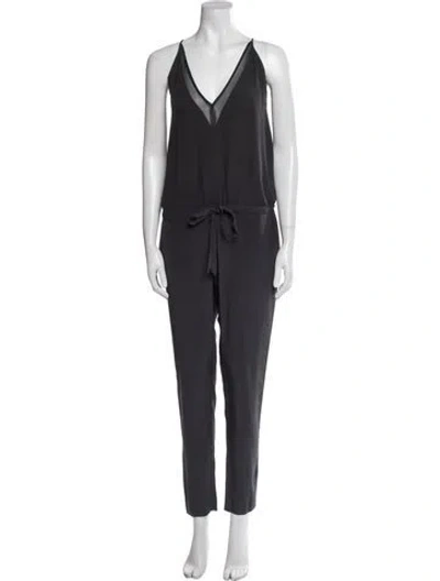 Pre-owned Mason Silk V-neck Jumpsuit In Gray