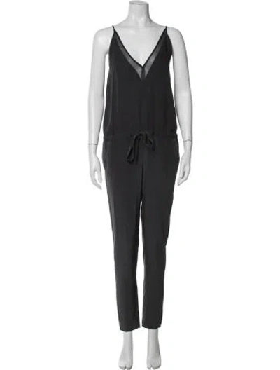 Pre-owned Mason Silk V-neck Jumpsuit In Grey