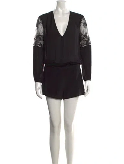 Pre-owned Mason Silk V-neck Romper In Black