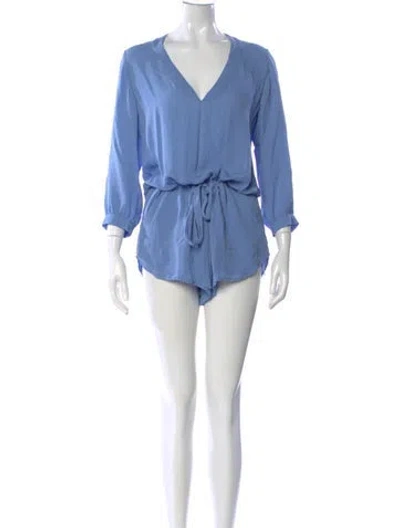 Pre-owned Mason Silk V-neck Romper In Blue