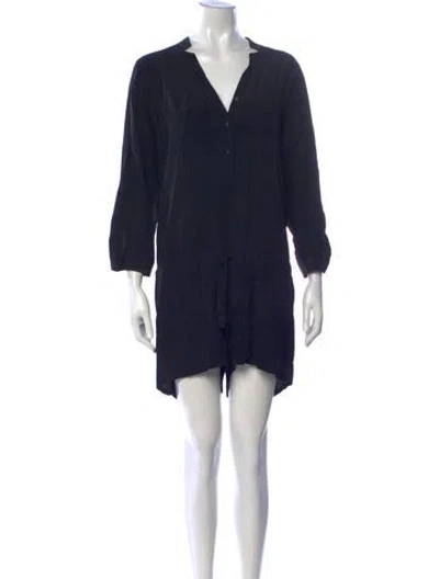 Pre-owned Mason Silk V-neck Romper In Blue