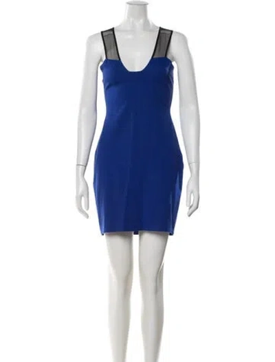 Pre-owned Mason Square Neckline Mini Dress In Blue