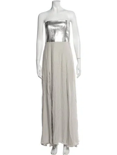 Pre-owned Mason Strapless Long Dress In Grey