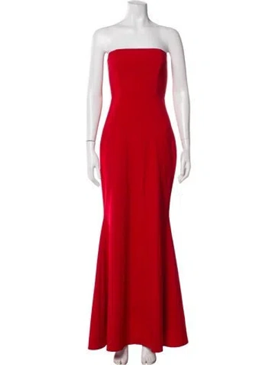Pre-owned Mason Strapless Long Dress In Red