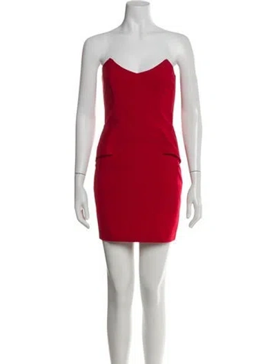 Pre-owned Mason Strapless Mini Dress In Red