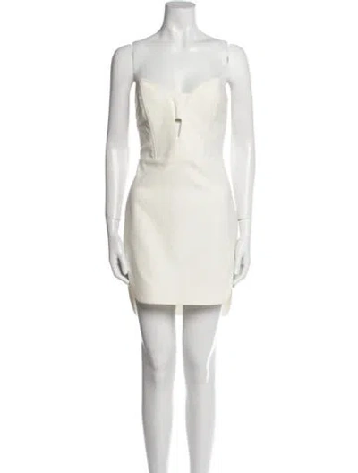 Pre-owned Mason Strapless Mini Dress In White