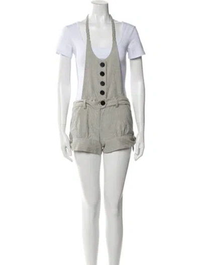 Pre-owned Mason Striped Halterneck Romper In White