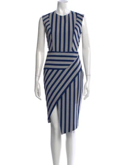 Pre-owned Mason Striped Knee-length Dress In Blue