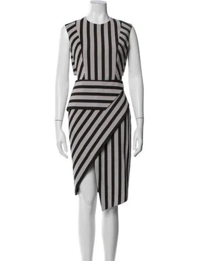 Pre-owned Mason Striped Knee-length Dress In White
