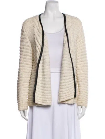 Pre-owned Mason Striped Open Front Sweater In Neutral