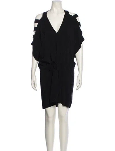 Pre-owned Mason V-neck Knee-length Dress In Black
