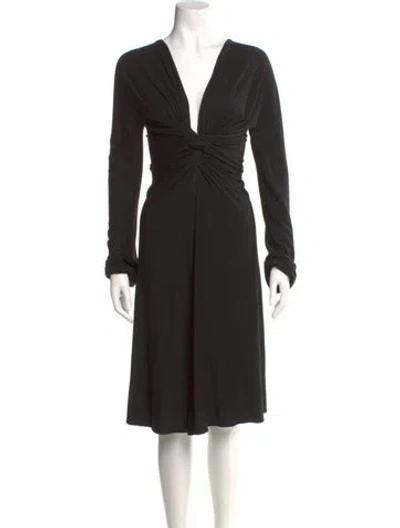 Pre-owned Mason V-neck Knee-length Dress In Black