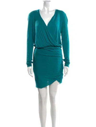 Pre-owned Mason V-neck Knee-length Dress In Blue