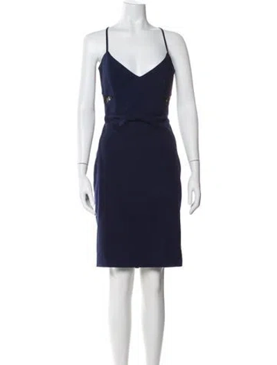 Pre-owned Mason V-neck Knee-length Dress In Blue