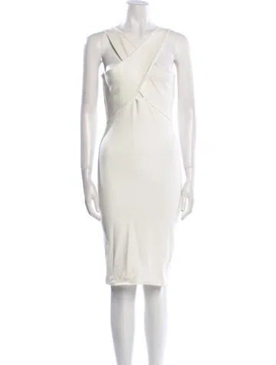 Pre-owned Mason V-neck Knee-length Dress In Neutral