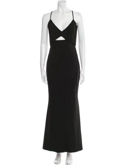 Pre-owned Mason V-neck Long Dress In Black