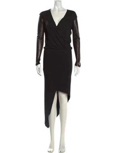 Pre-owned Mason V-neck Long Dress In Black