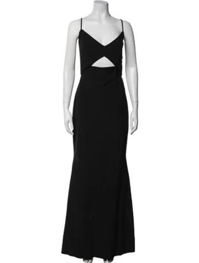 Pre-owned Mason V-neck Long Dress In Black