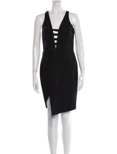 Pre-owned Mason V-neck Mini Dress In Black