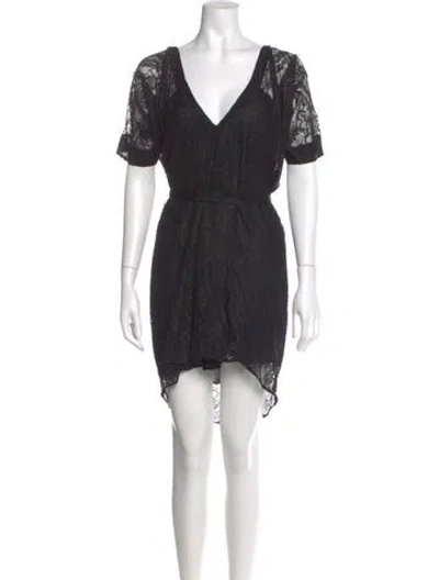 Pre-owned Mason V-neck Mini Dress In Black